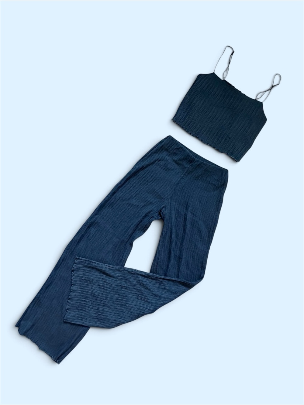 Dynamite 2PC set  Navy Blue Wide-Leg Pants and Crop Top size XS
